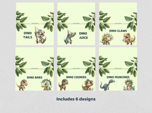 Dinosaur Birthday Party Decor, Food Labels